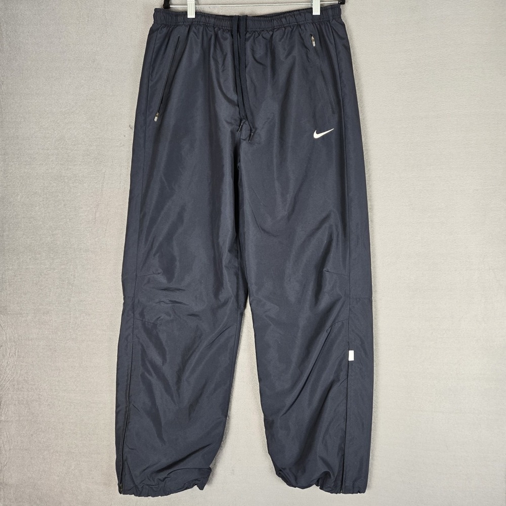 Vintage Y2k Nike Track Pants Mens XL Mesh Lined Blue Swoosh Tennis Ankle Zip